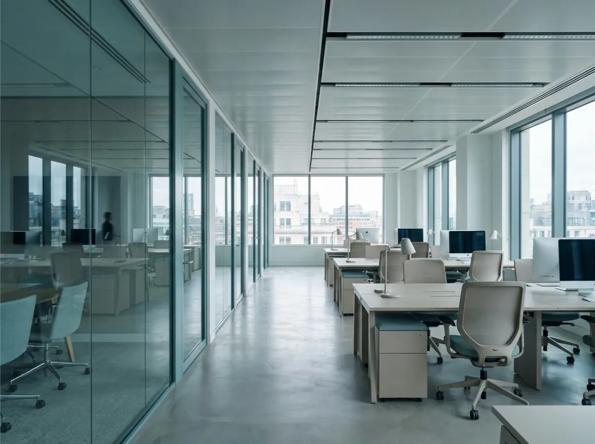 A bright, modern open-plan office interior